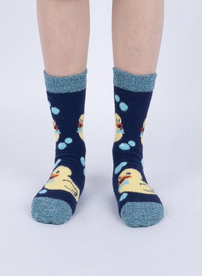 Sock It To Me جوارب نسائية ناعمة مانعة للانزلاق، من ماركة "سوك إت تو مي" (Sock It To Me) بتصميم بطة مطاطية، لون أزرق. - Image 2